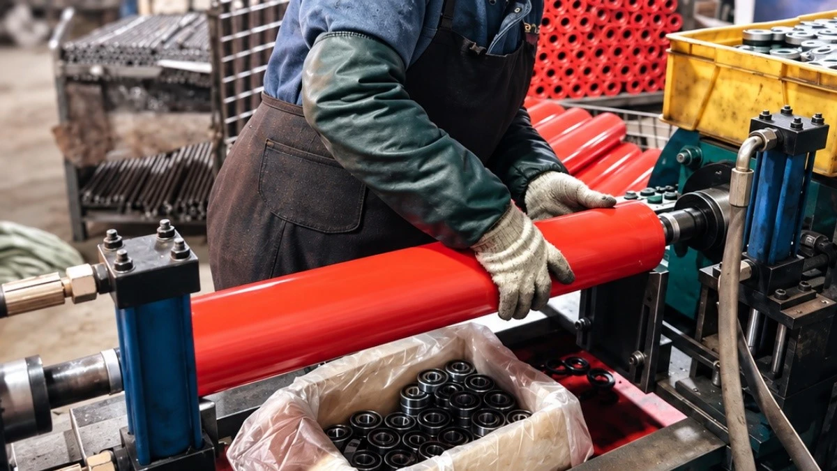 Conveyor roller shaft and bearing assembly inspection during production Conveyor roller shaft and bearing assembly inspection during production