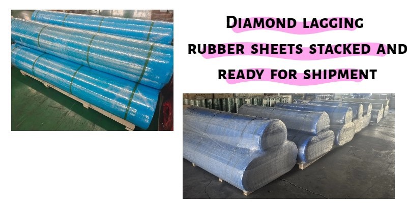 Diamond lagging rubber sheets stacked and ready for shipment Diamond lagging rubber sheets stacked and ready for shipment